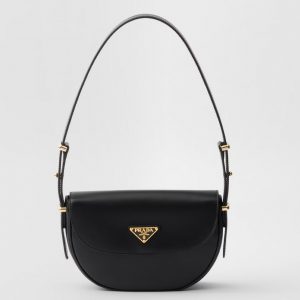 Réplique sac bandoulière Prada Arque avec rabat en noir