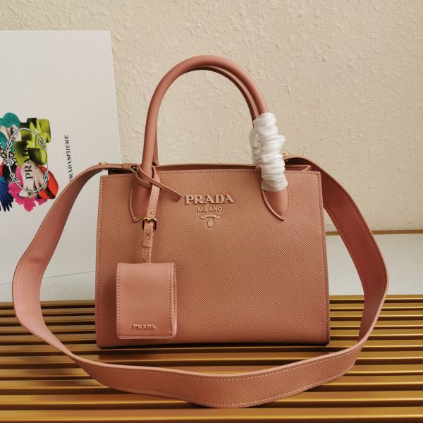 Réplique du sac Prada Monochrome petit format en rose – Image 2