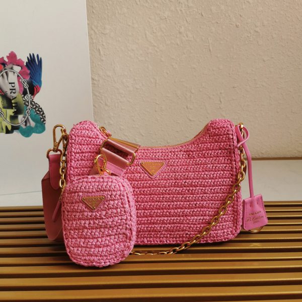 Imitation sac bandoulière Prada Re-Edition en rose – Image 7