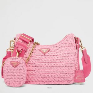 Imitation sac bandoulière Prada Re-Edition en rose