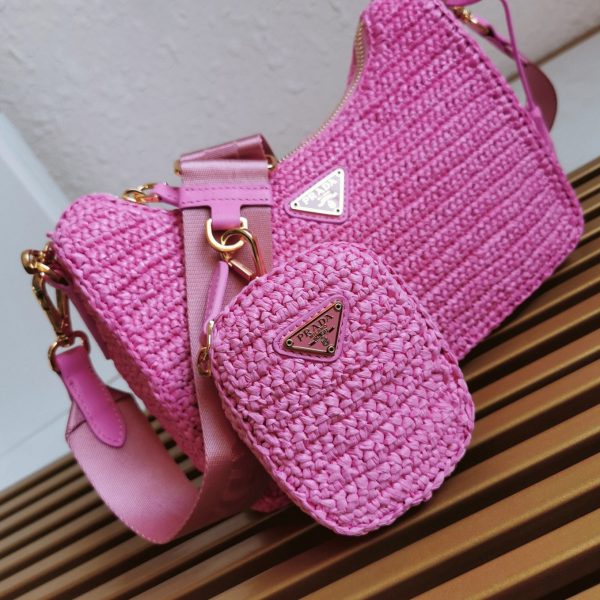 Imitation sac bandoulière Prada Re-Edition en rose – Image 3