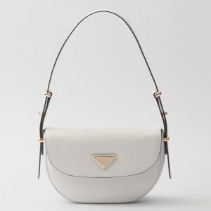 Contrefaçon sac bandoulière Prada Arque avec rabat en blanc