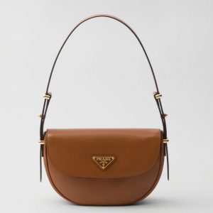 Faux sac bandoulière Prada Arque avec rabat en marron