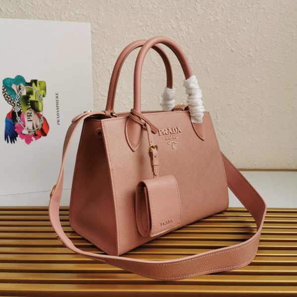 Réplique du sac Prada Monochrome petit format en rose – Image 5