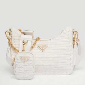 Faux sac crochet Prada Re-Edition en blanc