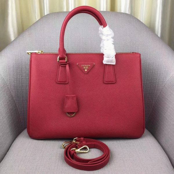 Meilleure réplique du sac Prada Galleria grand format en rouge – Image 8