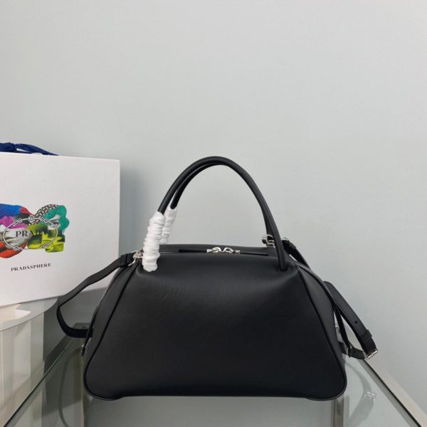 Faux sac Prada Supernova moyen modèle à poignée en cuir noir – Image 2