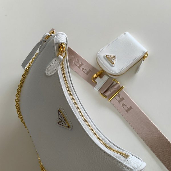 Réplique sac bandoulière Prada Re-Edition 2005 en blanc – Image 6