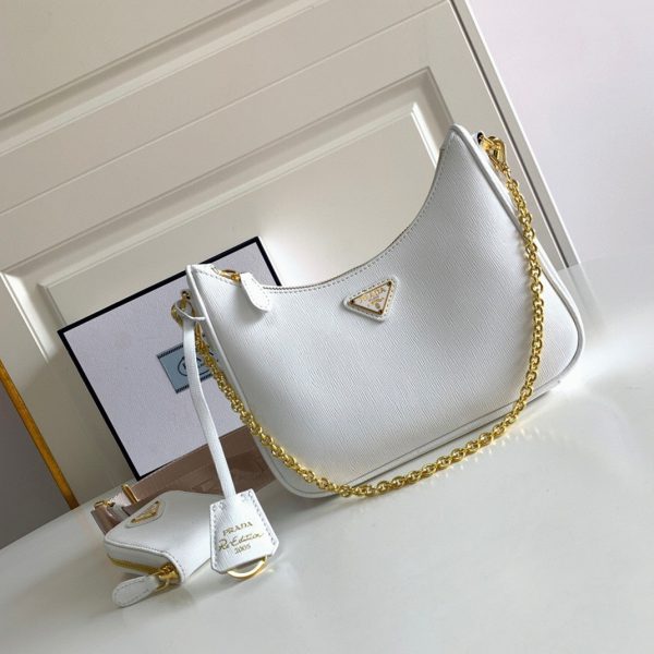 Réplique sac bandoulière Prada Re-Edition 2005 en blanc – Image 2