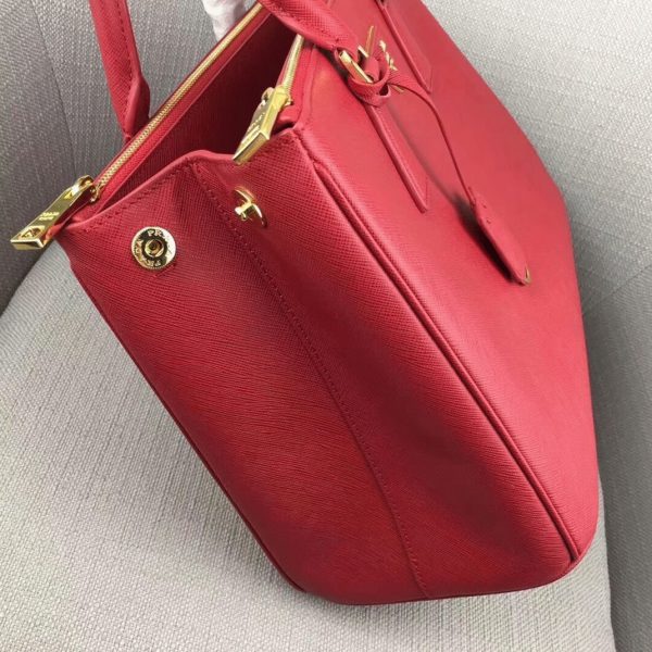 Meilleure réplique du sac Prada Galleria grand format en rouge – Image 6
