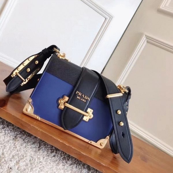 Fausse sacoche Prada Cahier en bleu/noir – Image 6