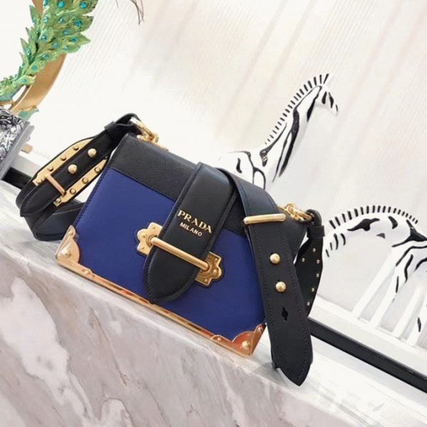 Fausse sacoche Prada Cahier en bleu/noir – Image 5