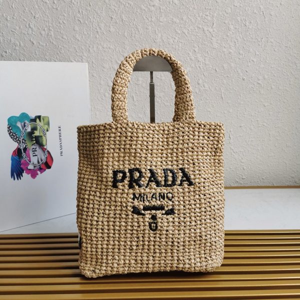 Contrefaçon petit cabas Prada en fil effet raphia beige (crochet) – Image 2