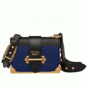 Fausse sacoche Prada Cahier en bleu/noir