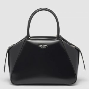 Réplique sac Prada Supernova petit modèle à poignée en cuir noir brossé