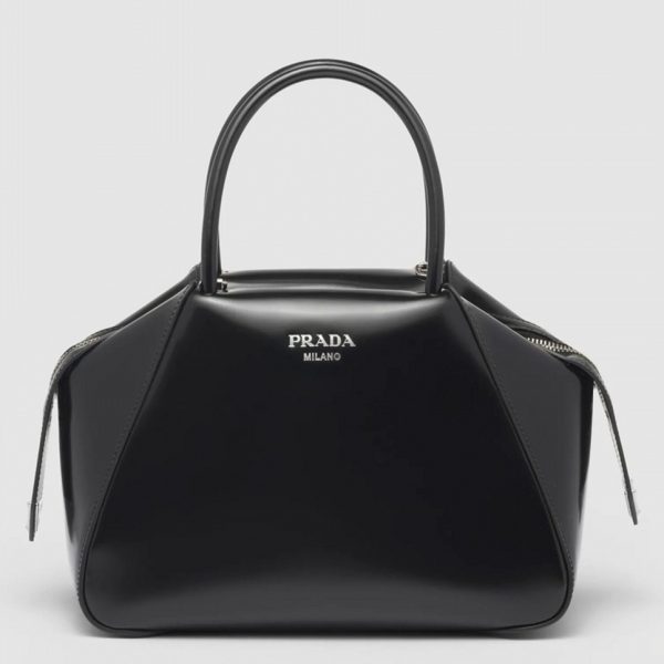 Réplique sac Prada Supernova petit modèle à poignée en cuir noir brossé
