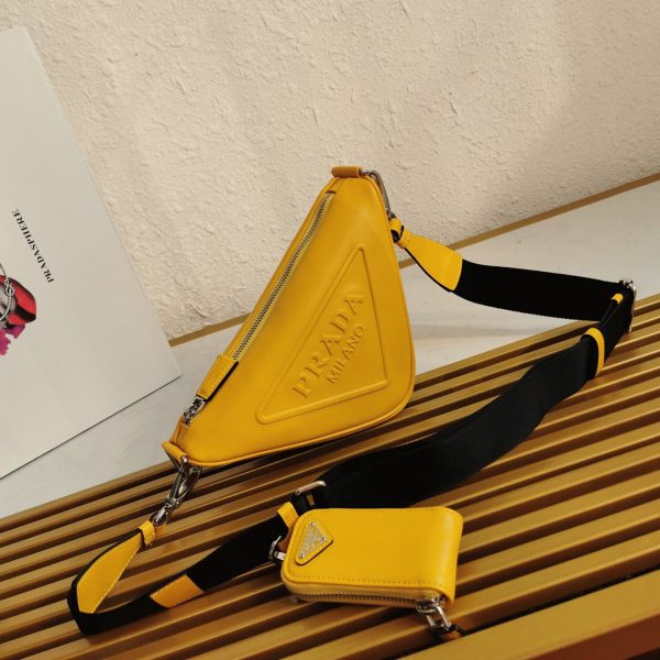 Réplique sac bandoulière Prada Triangle en jaune – Image 8