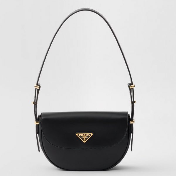 Fausse version du sac Prada Arqué avec rabat en noir
