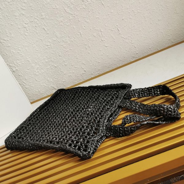 Réplique petit cabas Prada en raphia tressé noir – Image 3