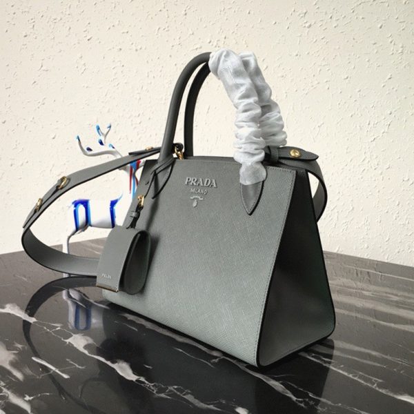 Faux sac Prada Monochrome petit modèle en gris – Image 8