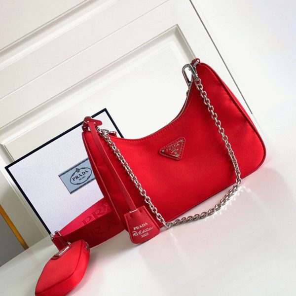 Réplique sac bandoulière Prada Re-Edition en rouge – Image 4