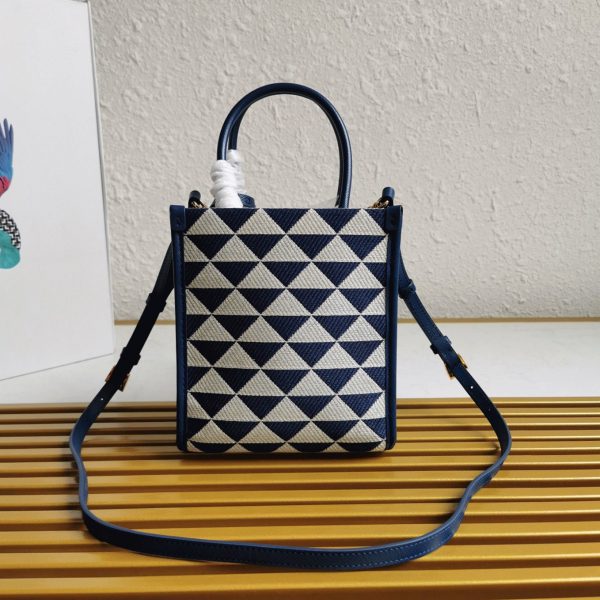 Réplique micro sac Prada Symbole en tissu jacquard blanc/bleu – Image 5