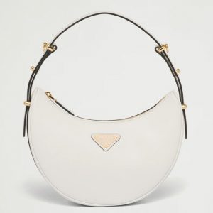 Contrefaçon du sac Prada Arqué format épaule en blanc
