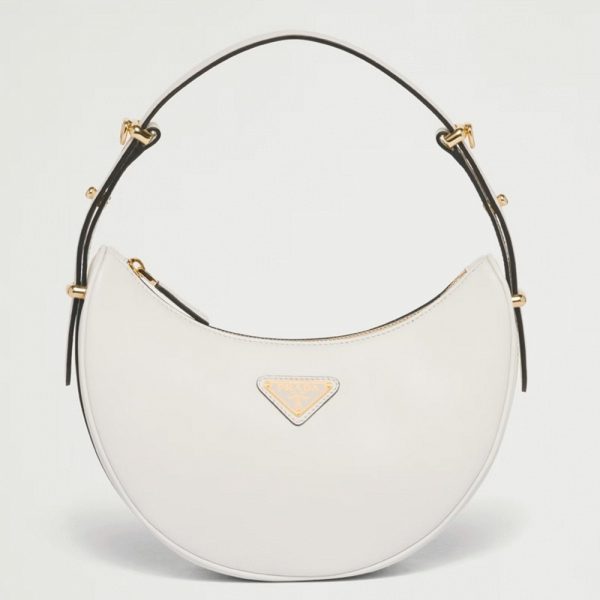 Contrefaçon du sac Prada Arqué format épaule en blanc