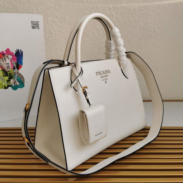 Faux sac Prada Monochrome moyen modèle en blanc – Image 7
