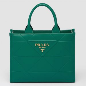 Contrefaçon petit sac Prada Symbole avec surpiqûres en vert