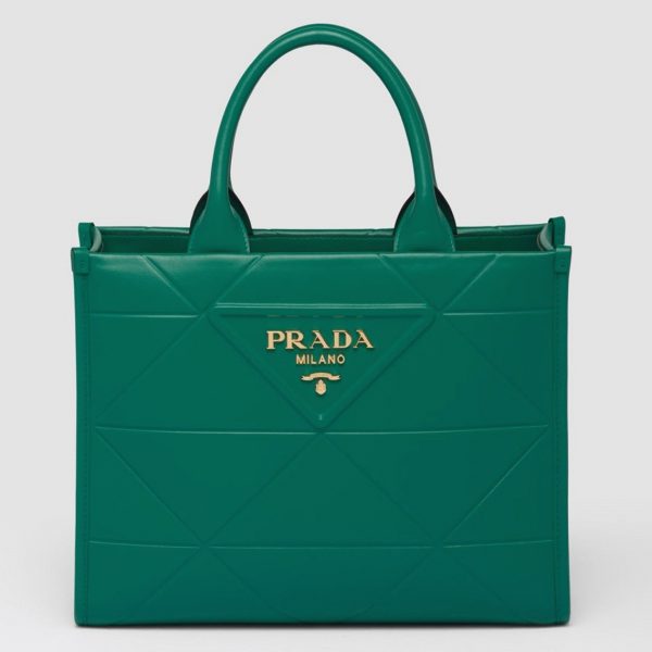 Contrefaçon petit sac Prada Symbole avec surpiqûres en vert