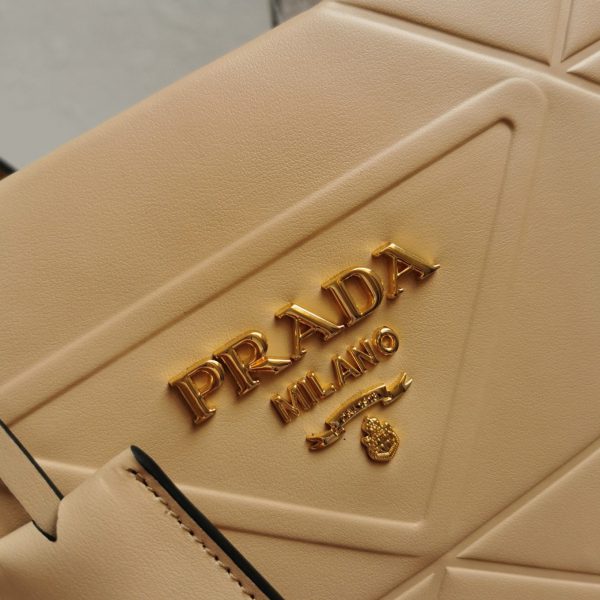 Imitation petit sac Prada Symbole avec surpiqûres en beige – Image 8