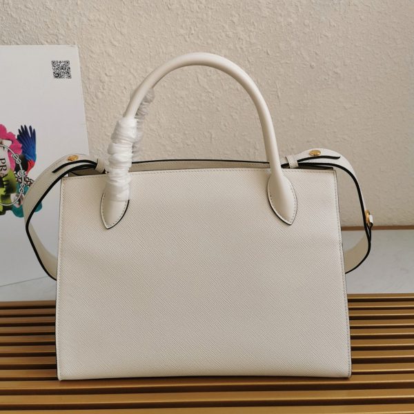 Faux sac Prada Monochrome moyen modèle en blanc – Image 5