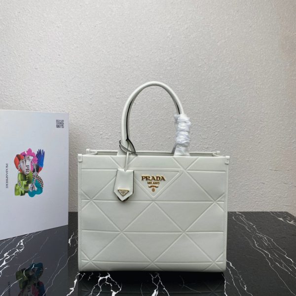 Réplique petit sac Prada Symbole avec surpiqûres en blanc – Image 3
