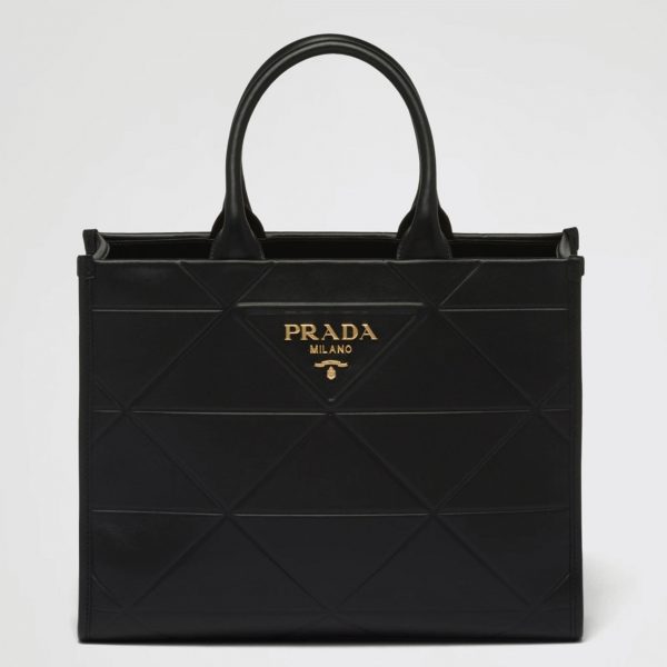 Réplique sac Prada Symbole moyen modèle avec surpiqûres en noir