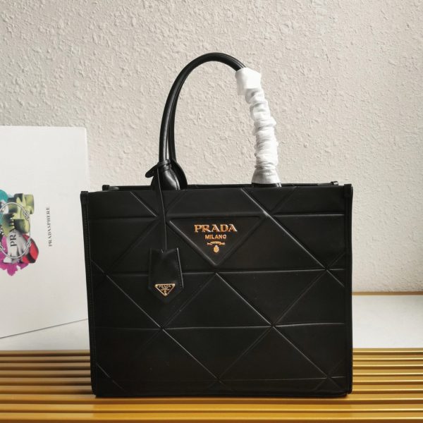 Réplique sac Prada Symbole moyen modèle avec surpiqûres en noir – Image 4