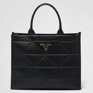 Réplique grand sac Prada Symbole avec surpiqûres en noir