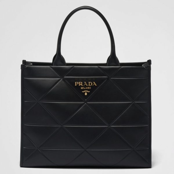 Réplique grand sac Prada Symbole avec surpiqûres en noir