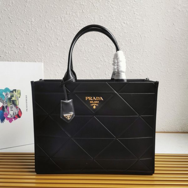 Réplique grand sac Prada Symbole avec surpiqûres en noir – Image 4
