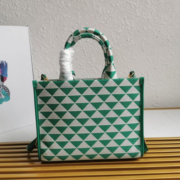 Réplique petit sac Prada Symbole en tissu jacquard vert/blanc – Image 10