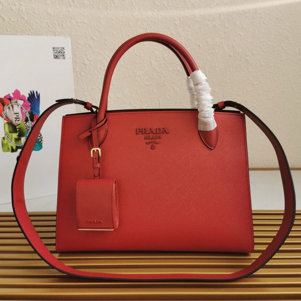Réplique sac Prada Monochrome moyen modèle en rouge – Image 7