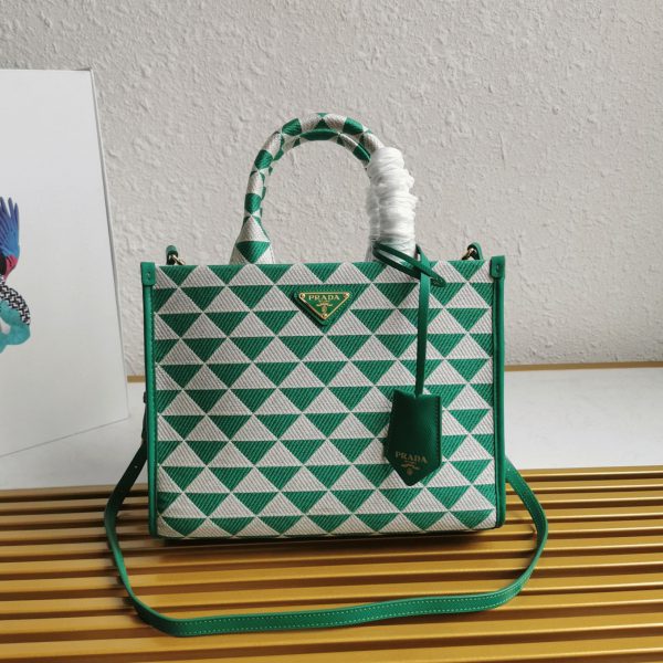 Réplique petit sac Prada Symbole en tissu jacquard vert/blanc – Image 8