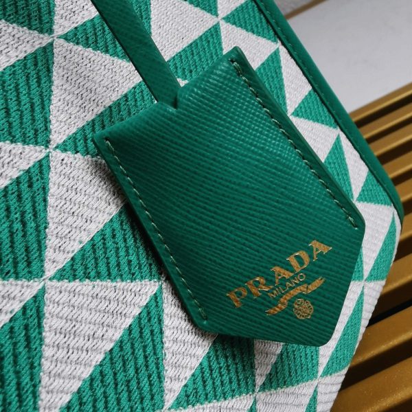 Réplique petit sac Prada Symbole en tissu jacquard vert/blanc – Image 7