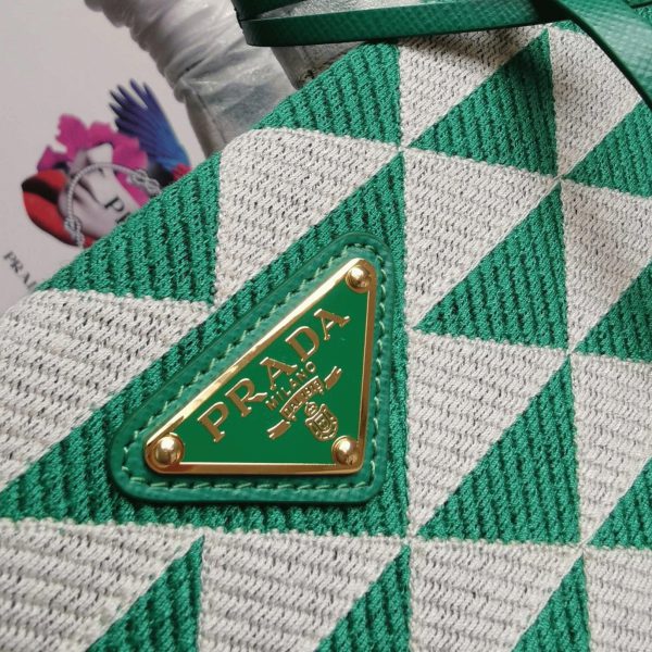 Réplique petit sac Prada Symbole en tissu jacquard vert/blanc – Image 6