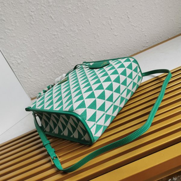 Réplique petit sac Prada Symbole en tissu jacquard vert/blanc – Image 4