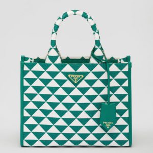 Réplique petit sac Prada Symbole en tissu jacquard vert/blanc