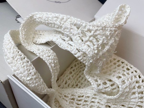 Réplique grand cabas Prada en raphia tressé blanc – Image 10