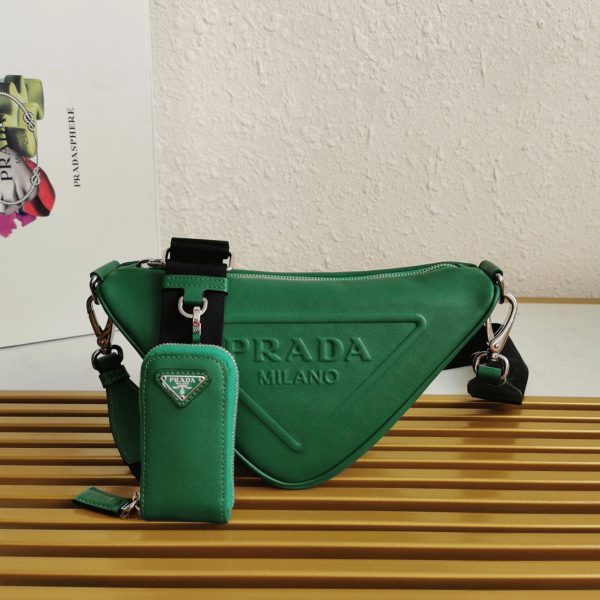 Contrefaçon sac bandoulière Prada Triangle en vert – Image 6