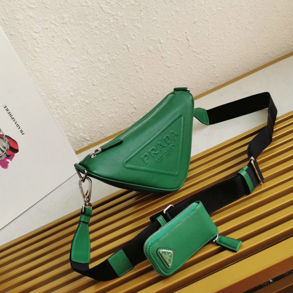 Contrefaçon sac bandoulière Prada Triangle en vert – Image 5