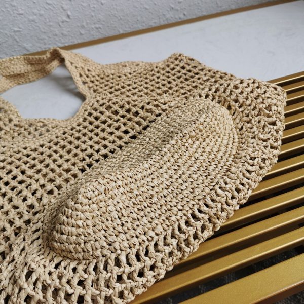 Contrefaçon grand cabas Prada en raphia tressé beige – Image 2